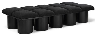 Pavilion Boucle Fabric Upholstered 10-Piece Modular Bench, Black, Black Finish