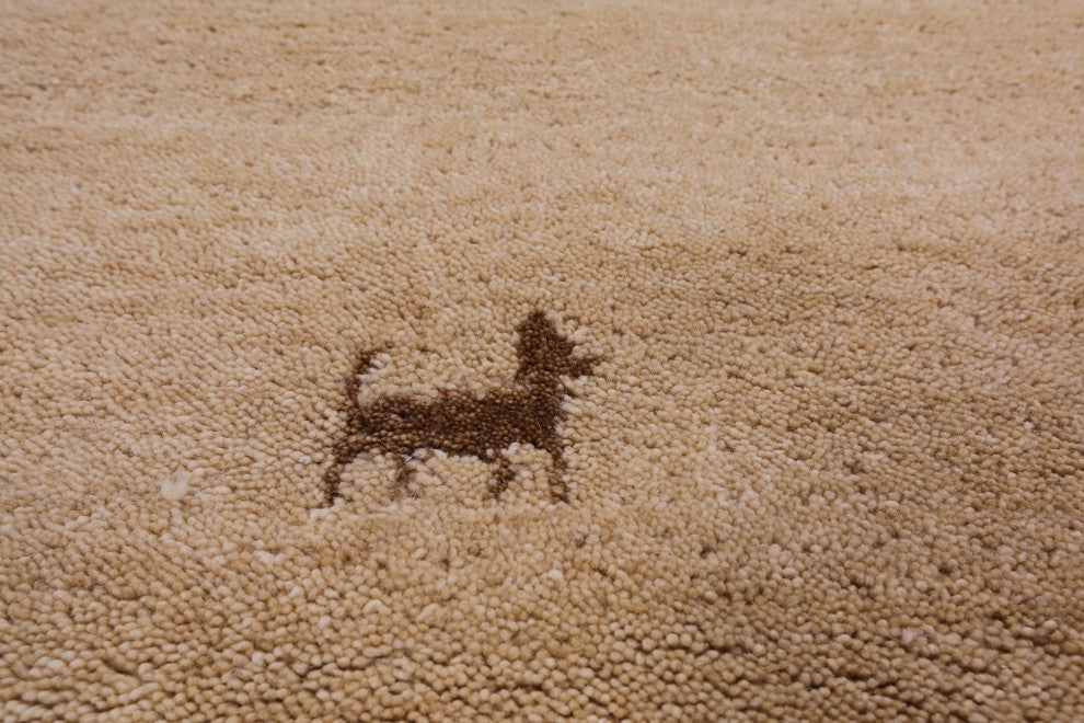 6' Square Hand-Knotted Persian Gabbeh Rug Q4290