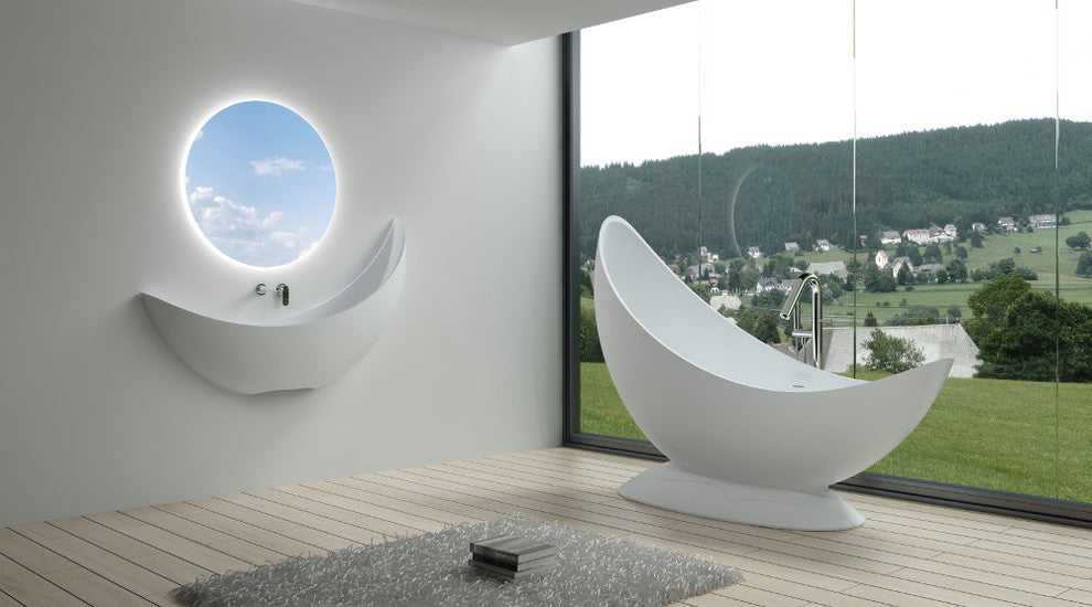70" Polystone Free-Standing Bathtub, Matte White, No Faucet