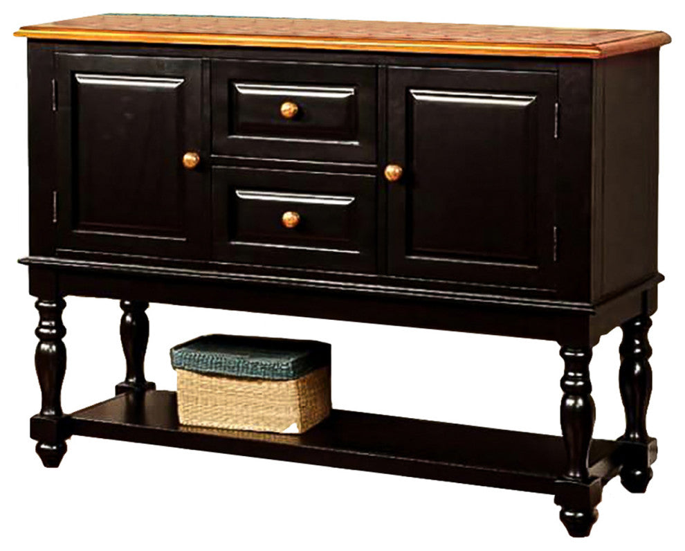 Wooden Server, Black and Antique Oak Finish