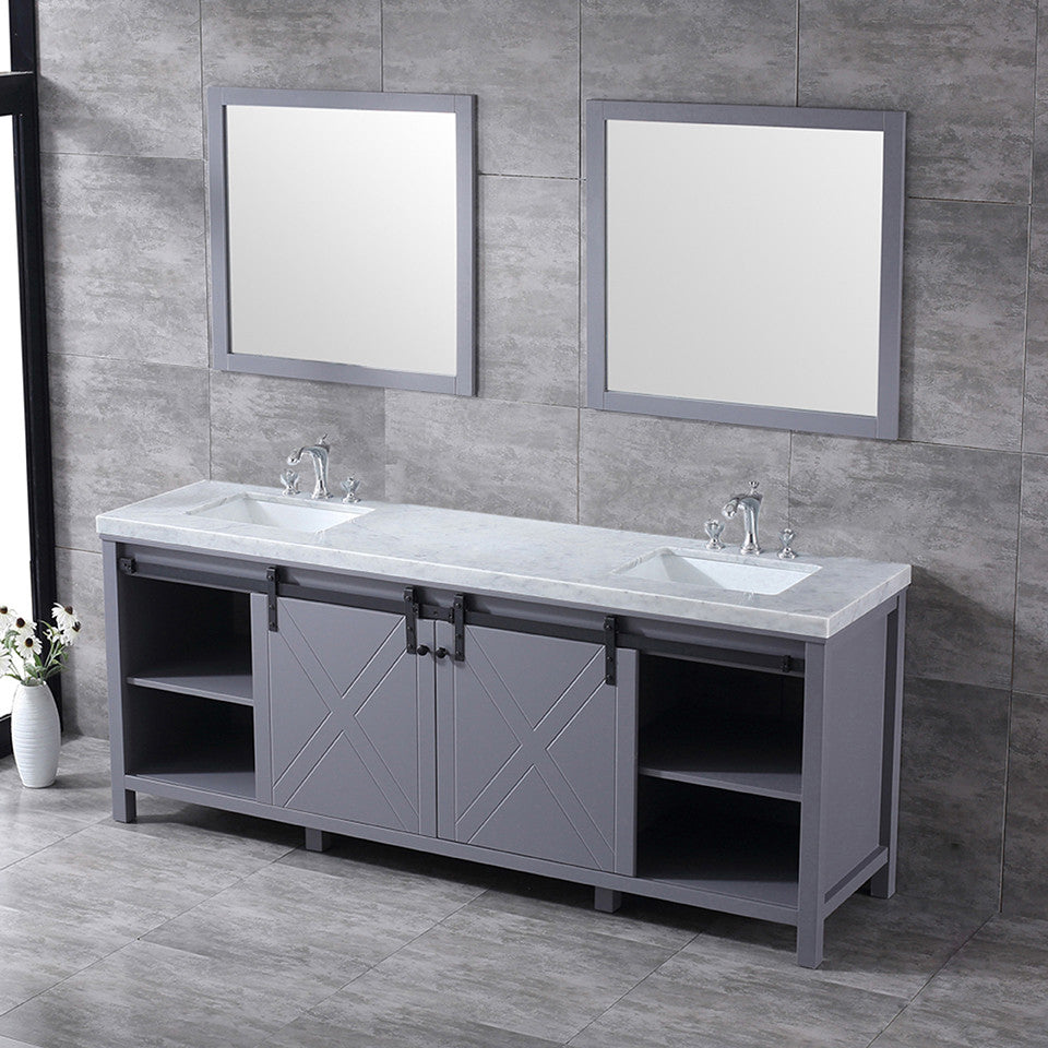 Marsyas Transitional Dark Grey 84" Double Vanity Set