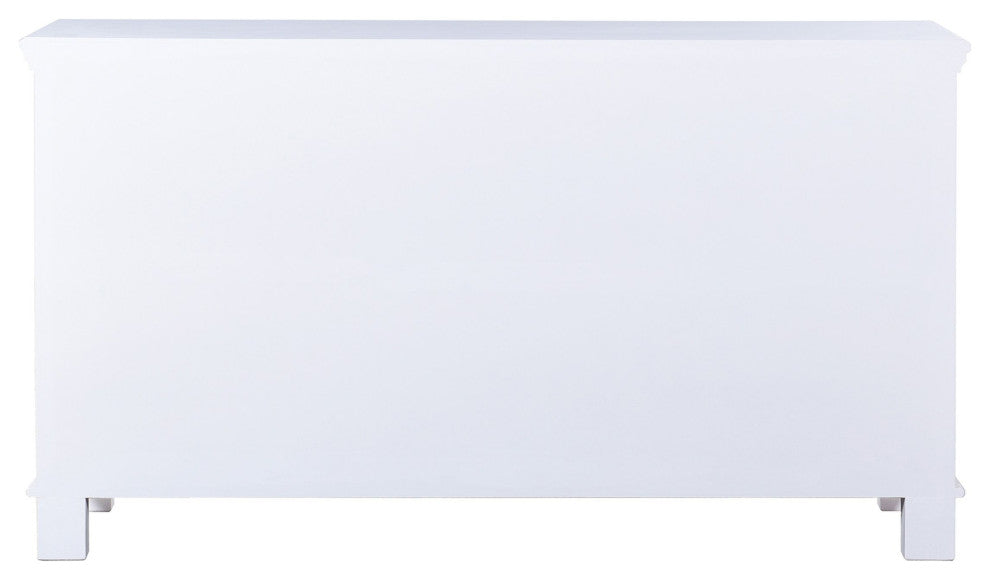 Vermont Sideboard White Wood Cabinet With 4 Doors With Glass