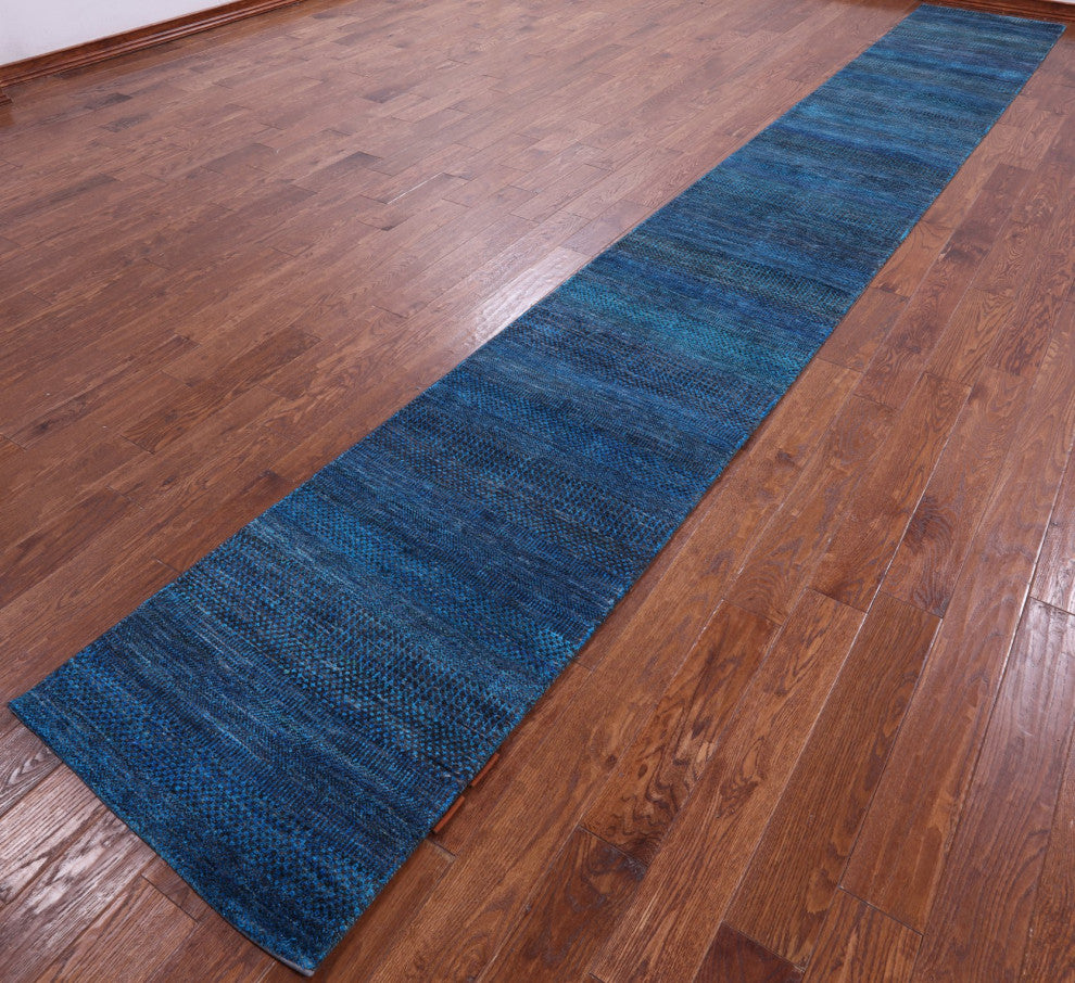 2' 5" X 18' 3" Runner Super Savannah Gabbeh Wool and Silk Handmade Rug Q6887