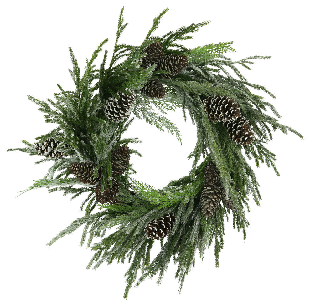 30" Evergreen Holiday Wreath with Pinecones