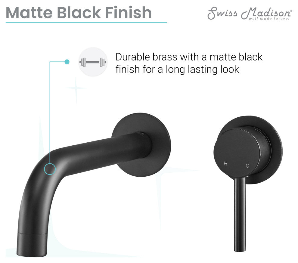 Ivy Single-Handle, Wall-Mount, Bathroom Faucet, Matte Black