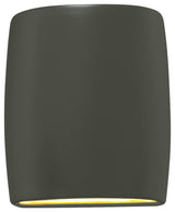 Ambiance Small Wide Cylinder Wall Sconce, Open Top & Bottom, Pewter Green, LED