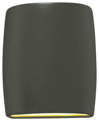 Ambiance Small Wide Cylinder Wall Sconce, Open Top & Bottom, Pewter Green, LED
