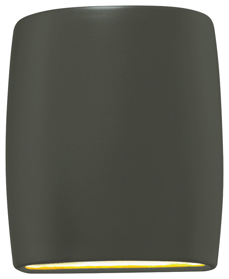 Ambiance Small Wide Cylinder Wall Sconce, Open Top & Bottom, Pewter Green, LED