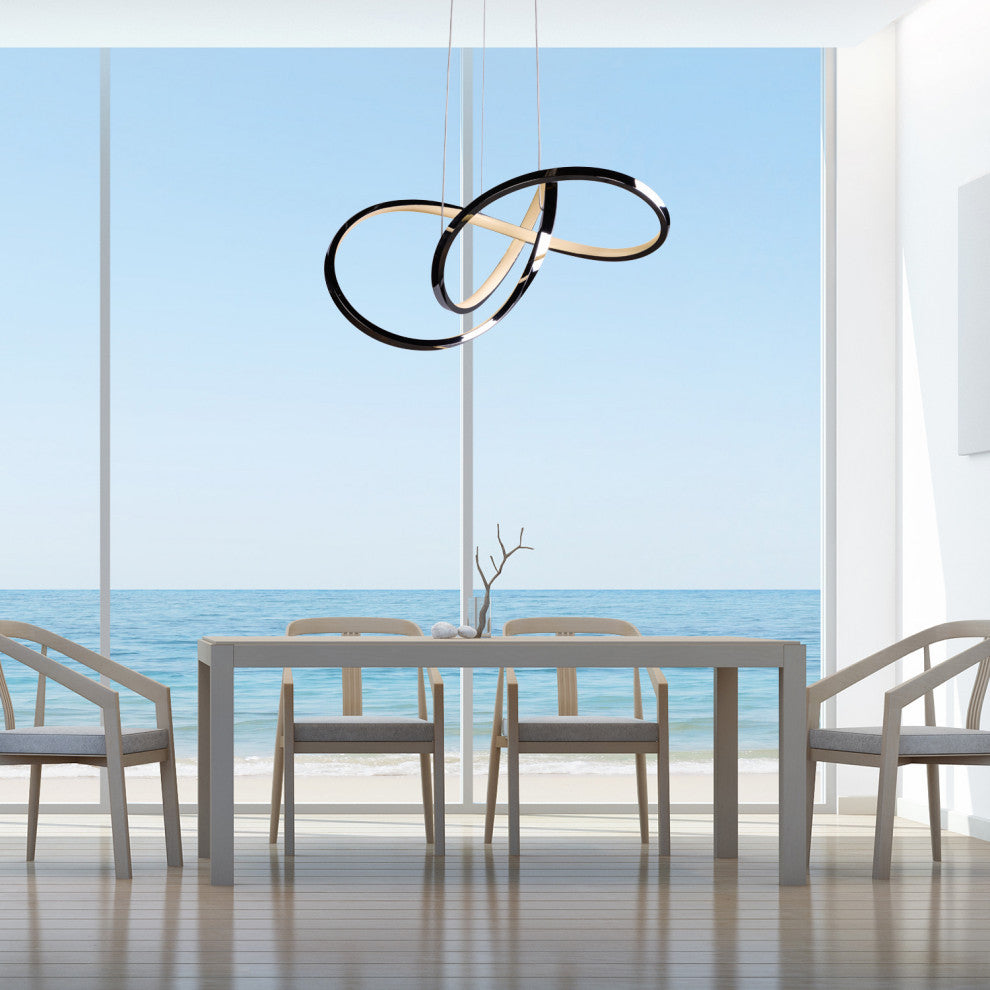 Knotted LED Dimmable Chandelier, Black