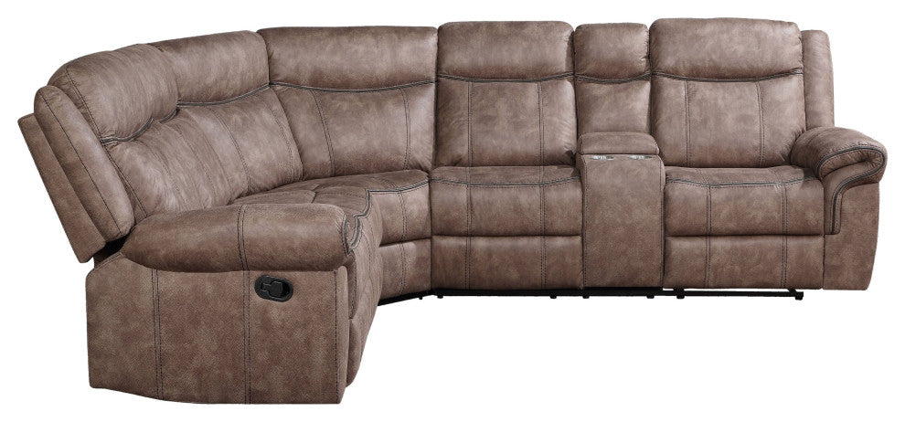 ACME Dollum Sectional Sofa, 2-Tone Chocolate Velvet