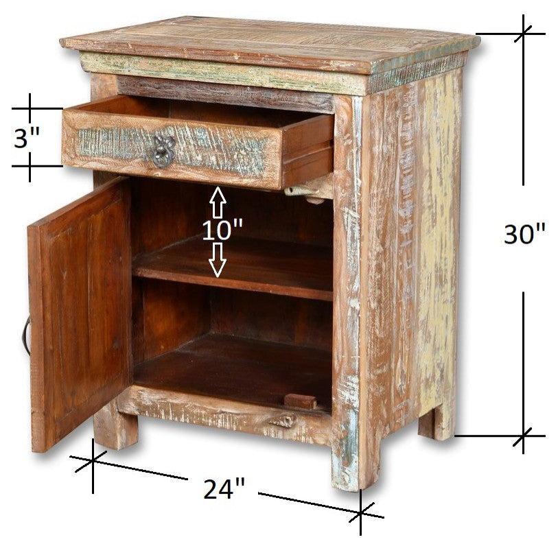 Cassidy 1-Drawer 1-Door Shutter Nightstand, White, Left