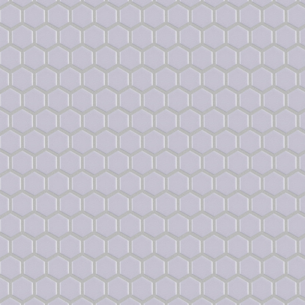 Metro 1" Hex Porcelain Mosaic Floor and Wall Tile, Glossy Lavender