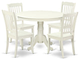 Hlda5-Lwh-W 5Pc Round 42"Table And 4 Vertical Slatted Chairs