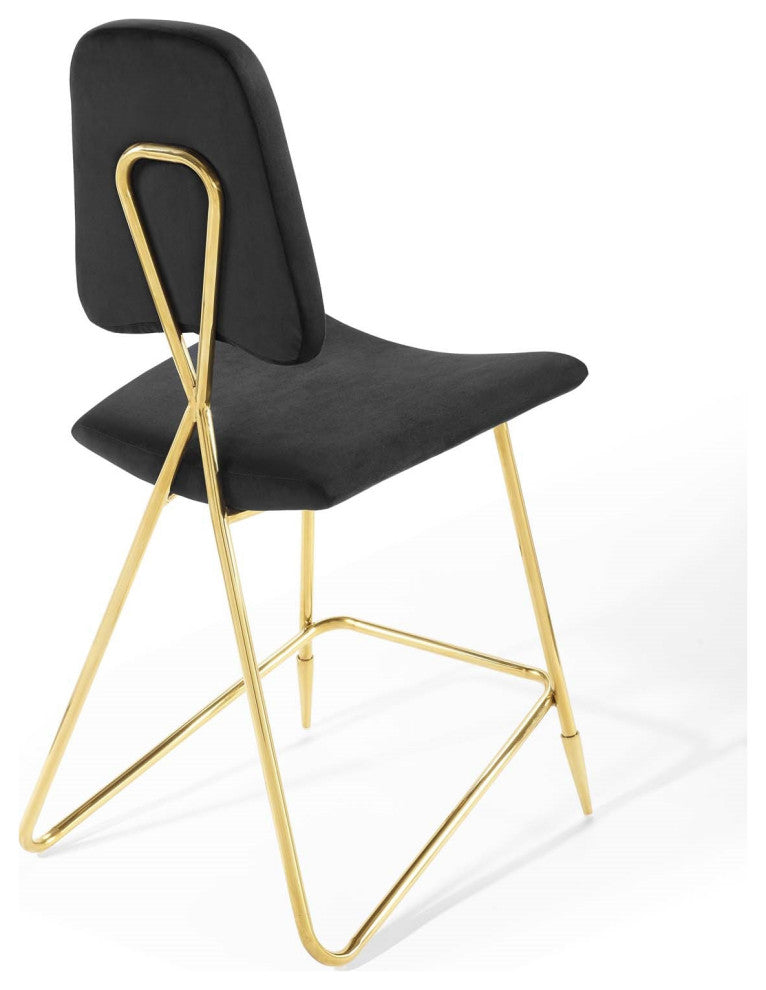 Black Velvet Gold Counter Stool, Paluch Noah Kitchen Counter Stool, Glam Luxe