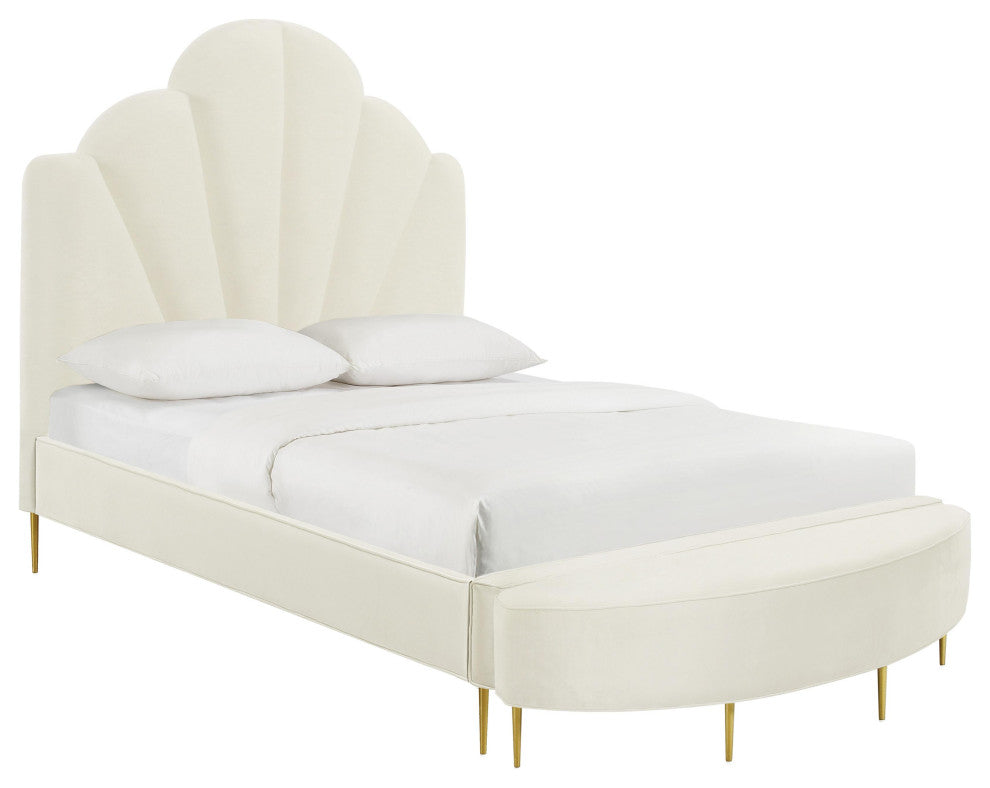 Bianca Cream Velvet Bed in King