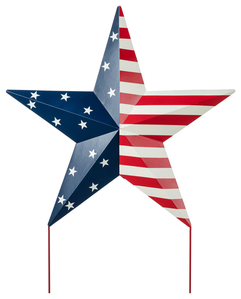 30.75"H Metal Patriotic Star Yard stake or Wall Decor