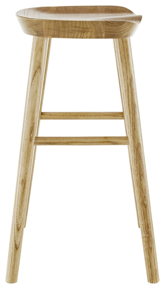 26" Light Natural Brown Solid Wood Counter Stool