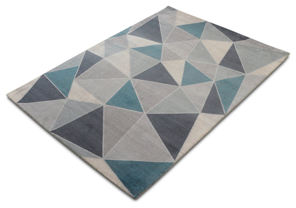 Teal Confetti Mid-Century Modern Geometric Area Rug, 5'x7'