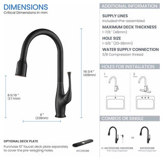 Cedar Single Handle Pull Down Kitchen Faucet, Oil Rubbed Bronze, W/O Soap Dispen
