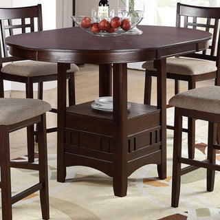 Round Dining Table With 18" Leaf, Brown