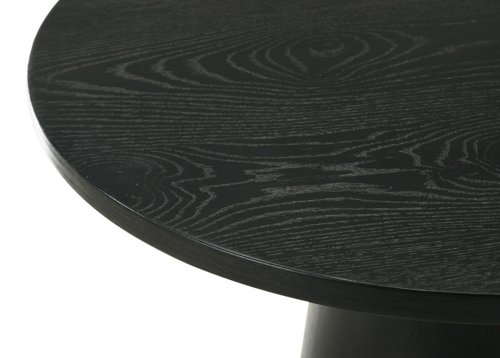 Jasper Ebony Black 22"W Round End Table with Pedestal Base