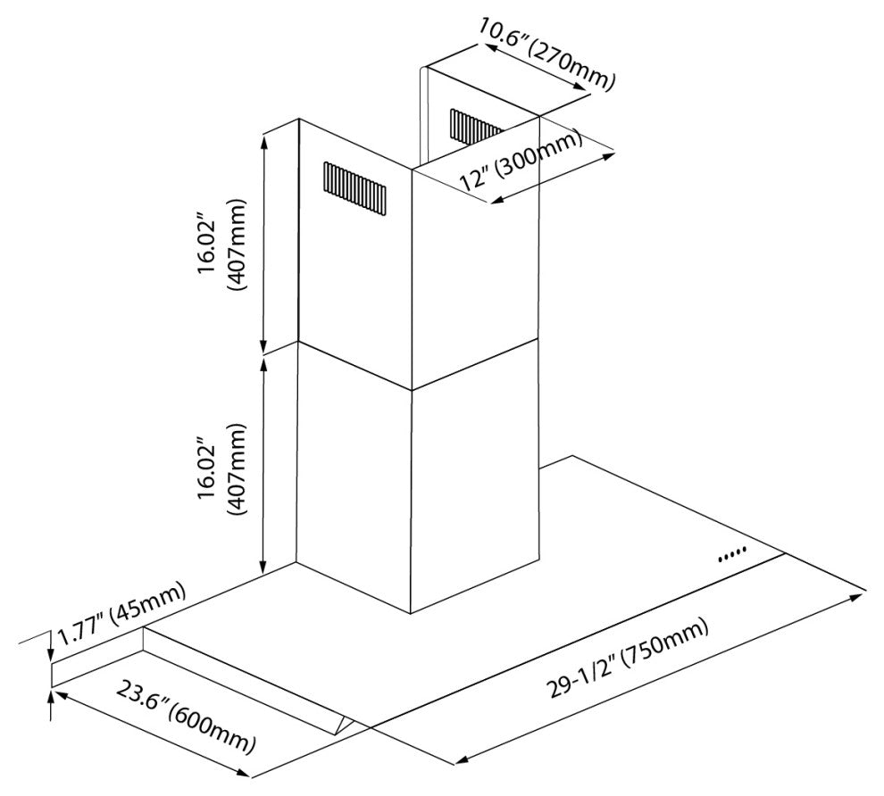 Blue Ocean 30" RHKC Tempered Glass Stainless Steel Wall Mount Kitchen Range Hood