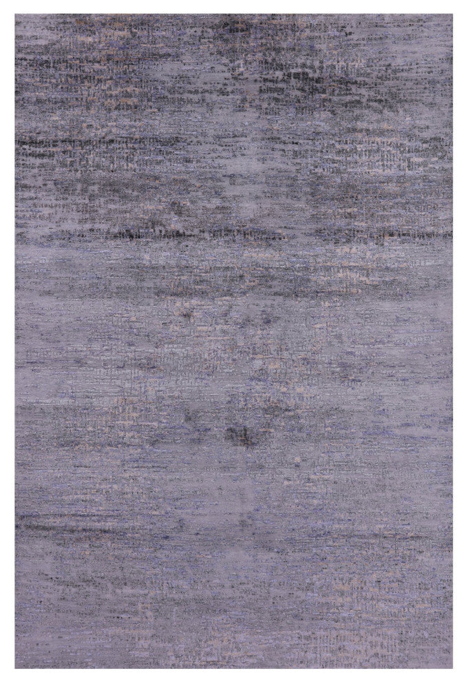 6' 1" X 8' 11" Handmade Abstract Wool and Silk Rug Q8717