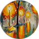 Street In Autumn, Landscape Large Disc Metal Wall Art, 23"