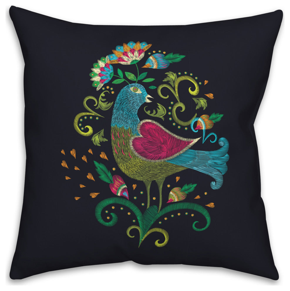 Bright Folk Bird 18x18 Spun Poly Pillow