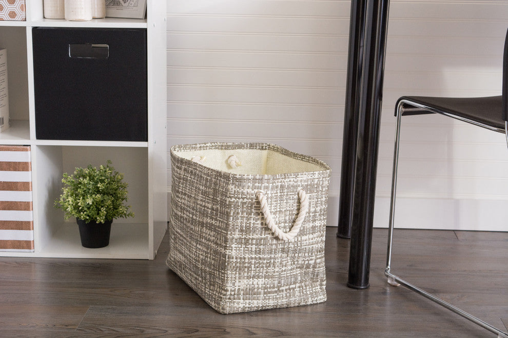 DII Paper Bin Tweed Gray Rectangle Large 17"x12x12"