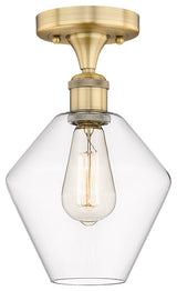 Cindyrella-1 Light 8" Semi-Flush Mount-Brushed Brass, Clear Glass Shade