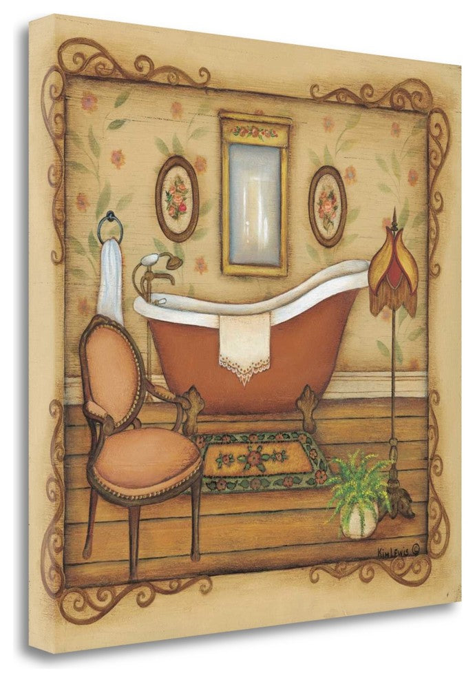 "Vintage Bath" By Kim Lewis, Giclee Print on Gallery Wrap Canvas, Ready to Hang