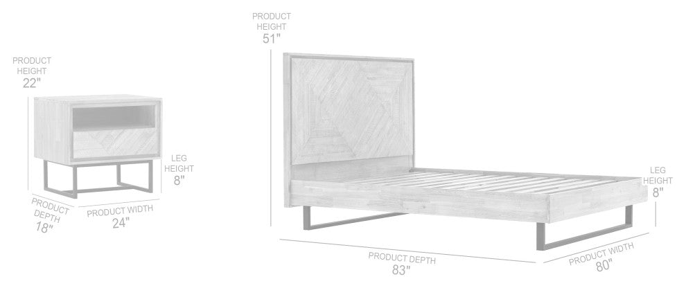 Peridot 3-Piece King Bedroom Set, Natural Acacia Wood