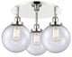 Canton-3 Light 20" Flush Mount-Polished Nickel, Seedy Glass Shade