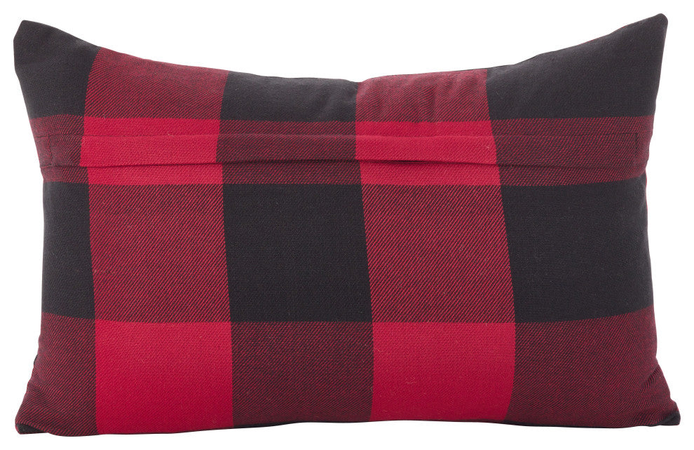 Buffalo Check Plaid Design Cotton Down Filled Throw Pillow, 13"x20", Red