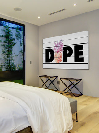 "Dope Pineapple" Painting Print on White Wood