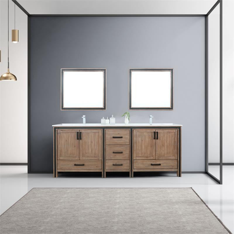 Ziva Transitional Rustic Barnwood 84" Double Vanity Set