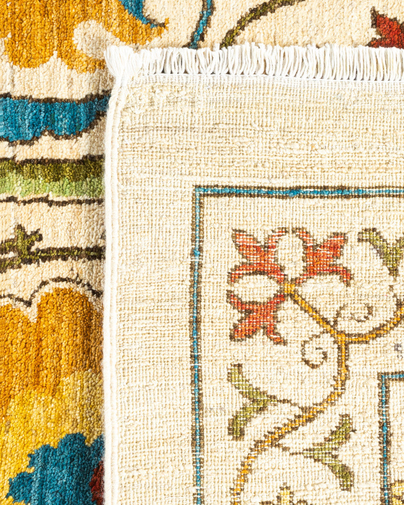 Suzani, One-of-a-Kind Hand-Knotted Area Rug Ivory, 12' 1" x 18' 8"