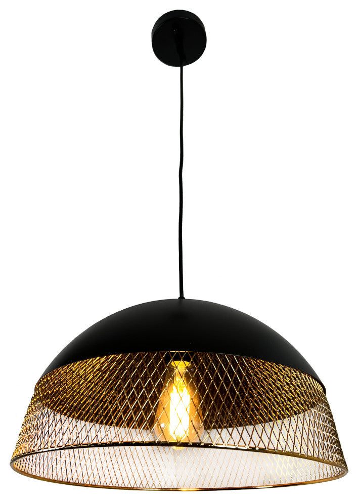 Izamal 1-Light Black & Brass Dome Pendant