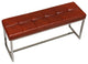 Livio Contemporary Narrow Tufted Bench, Brown Leather like Vinyl