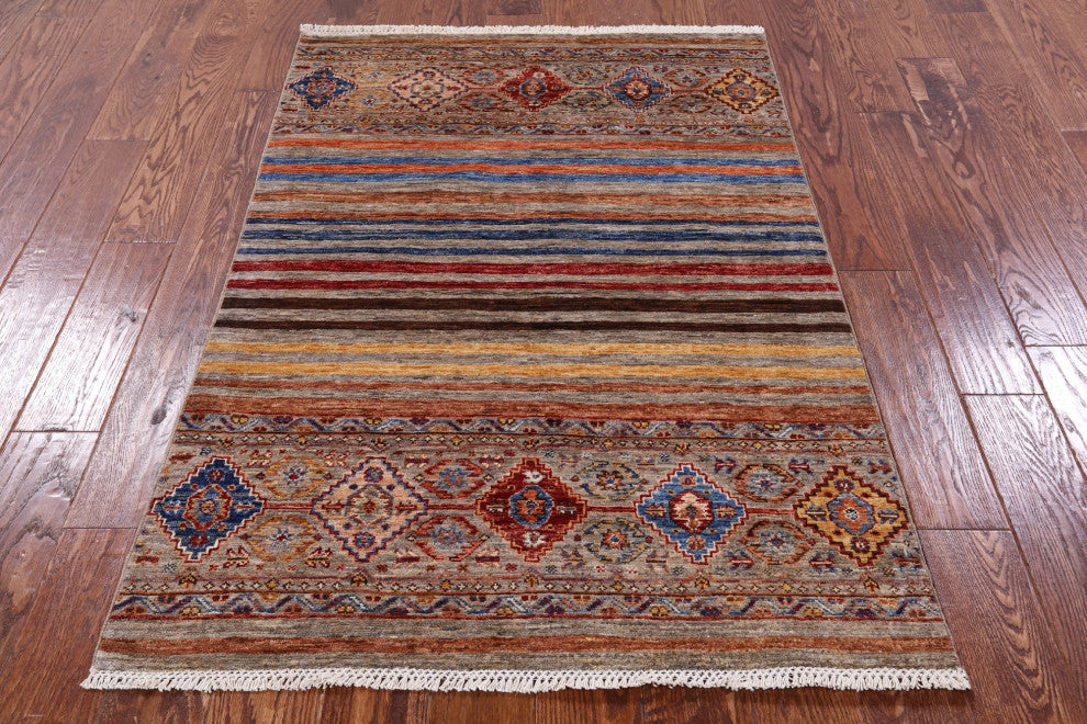 Hand Knotted Khorjin Super Kazak Wool Rug 3' 5" X 5' 0" Q10024