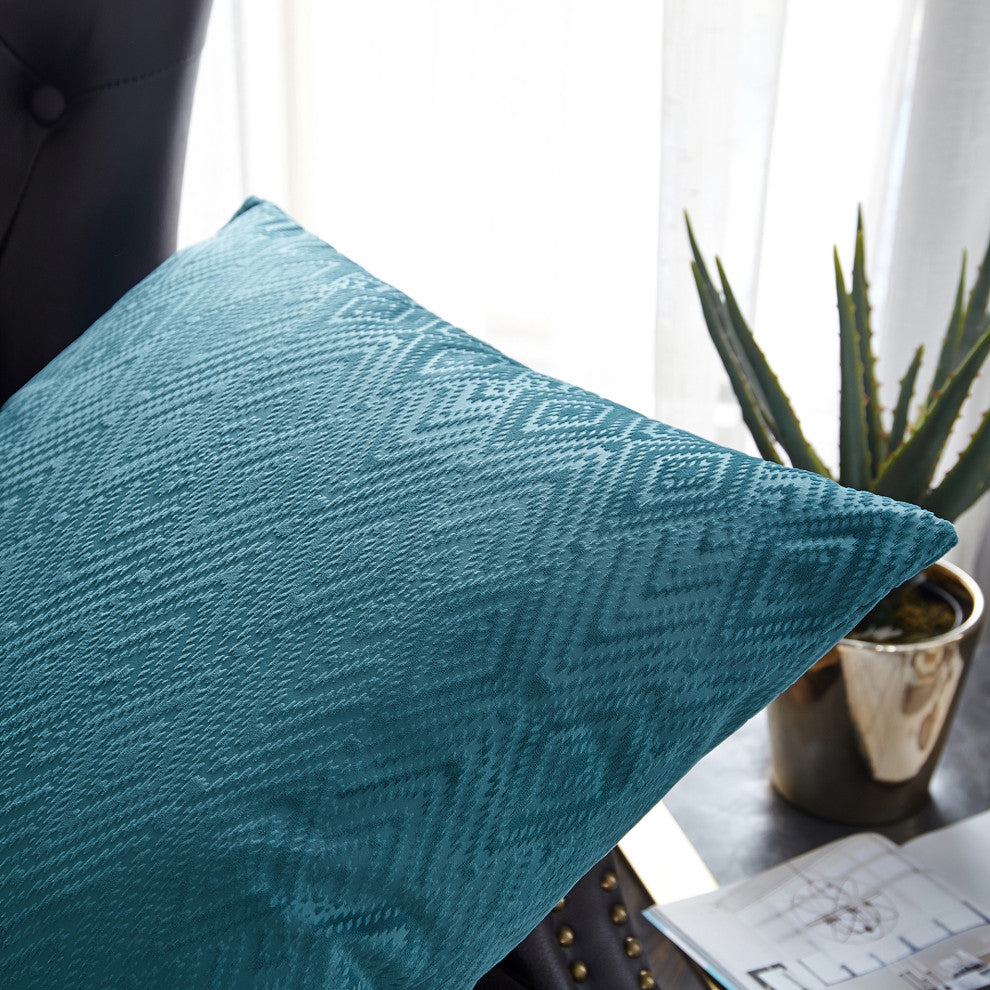 IKAT Velvet Pillow Shell Sets, Storm Blue, 4 Piece 20" X 20"
