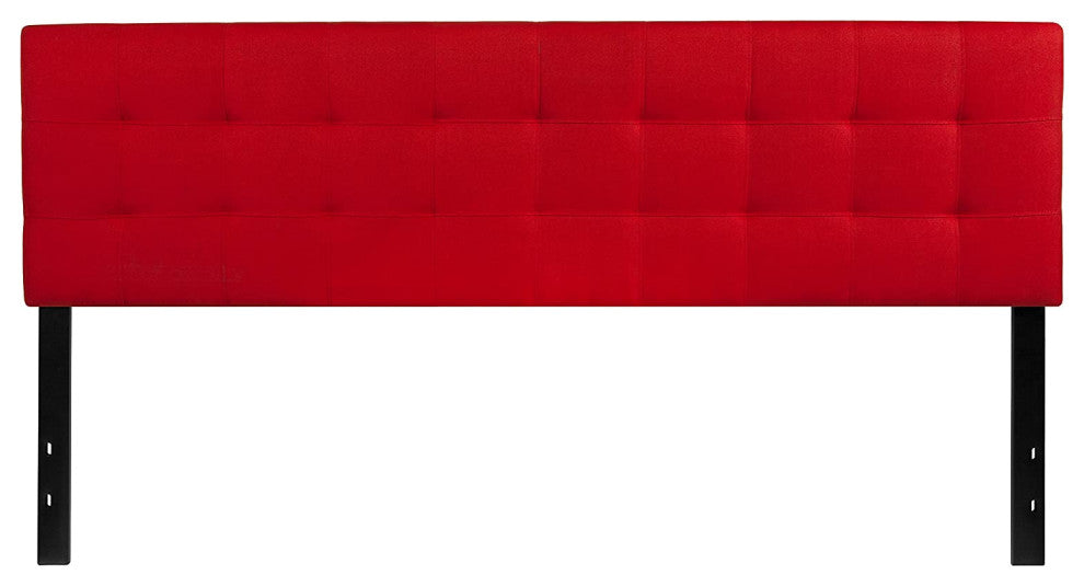 Contemporary Tufted Upholstered Headboard, Red, King