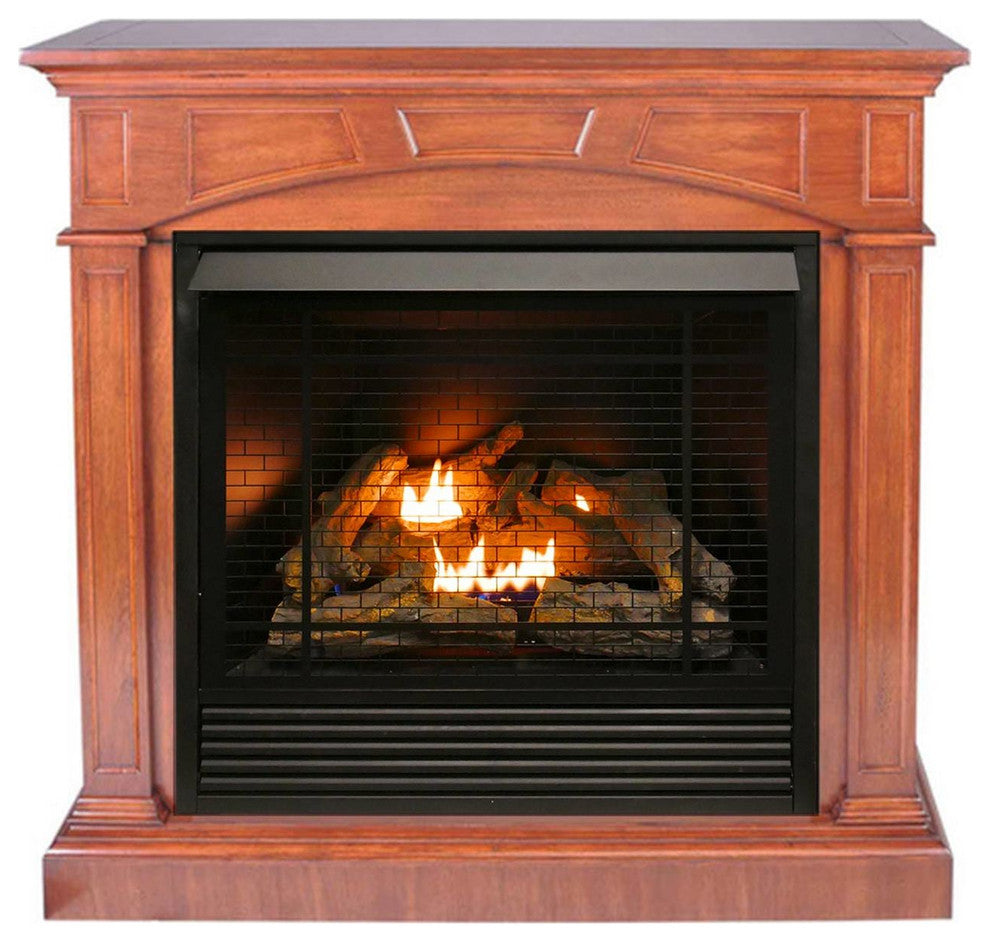 Duluth Forge Dual Fuel Ventless Gas Fireplace-32,000 BTU-Remote-Heritage Cherry