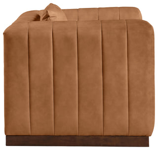 Mallina Upholstered Chair, Cognac, Vegan Leather
