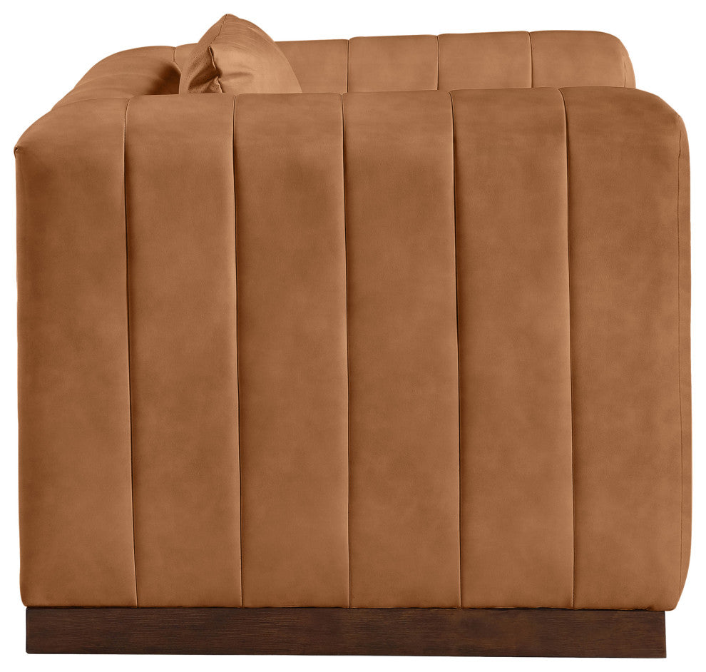 Mallina Upholstered Chair, Cognac, Vegan Leather