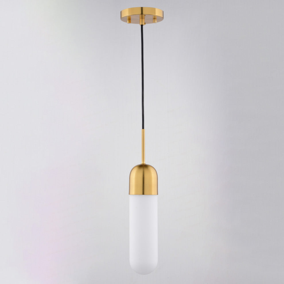 Thalia Contemporary Mini Pendant Ceiling Light White Pill Glass, Antique Gold