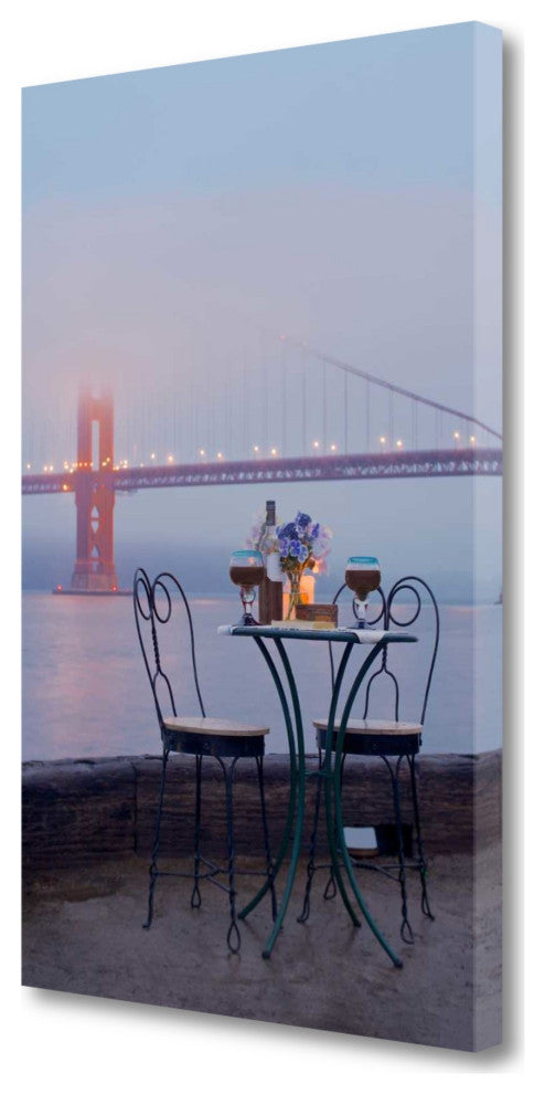Foggy Night Bistro Caf" Golden Gate Bridge 1 Giclee Wrap Canvas Wall Art