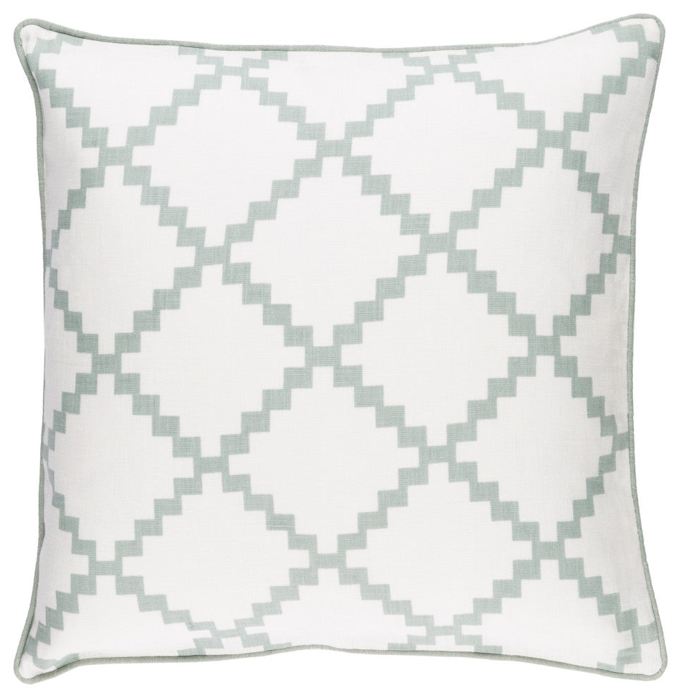 Surya Parsons PR-004 22"x22" Pillow Kit, Sage/White