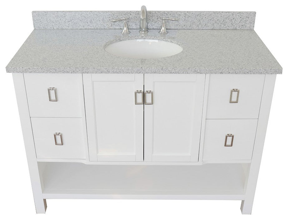 49" Single Vanity, White Finish With Gray Granite Top